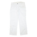 DICKIES Mens White Regular Fit Straight Leg Trousers W34 L31 Cotton Blend