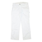 DICKIES Mens White Regular Fit Straight Leg Trousers W34 L31 Cotton Blend