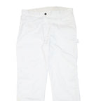 DICKIES Mens White Regular Fit Straight Leg Trousers W34 L31 Cotton Blend