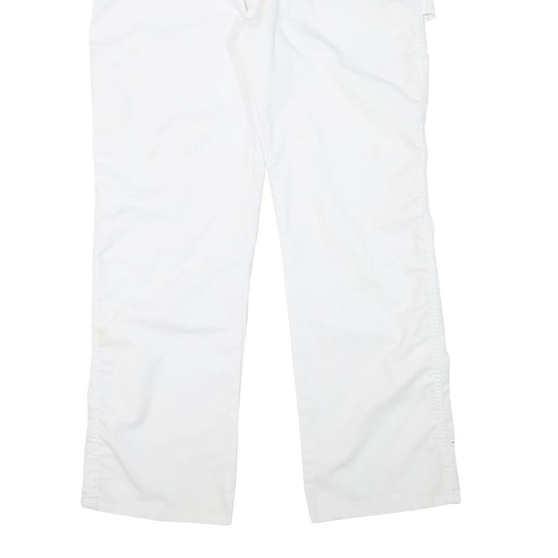 DICKIES Mens White Regular Fit Straight Leg Trousers W34 L31 Cotton Blend