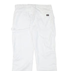 DICKIES Mens White Regular Fit Straight Leg Trousers W34 L31 Cotton Blend