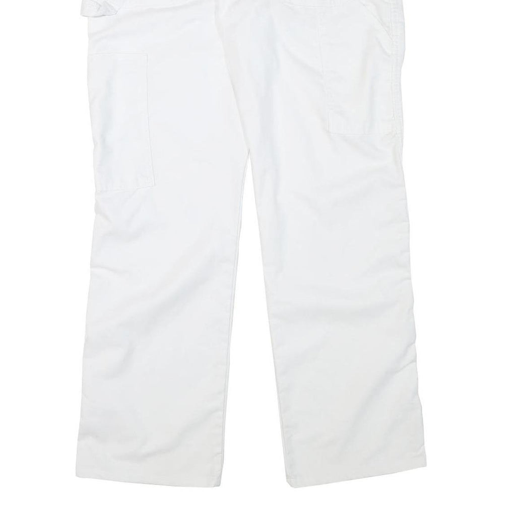 DICKIES Mens White Regular Fit Straight Leg Trousers W34 L31 Cotton Blend