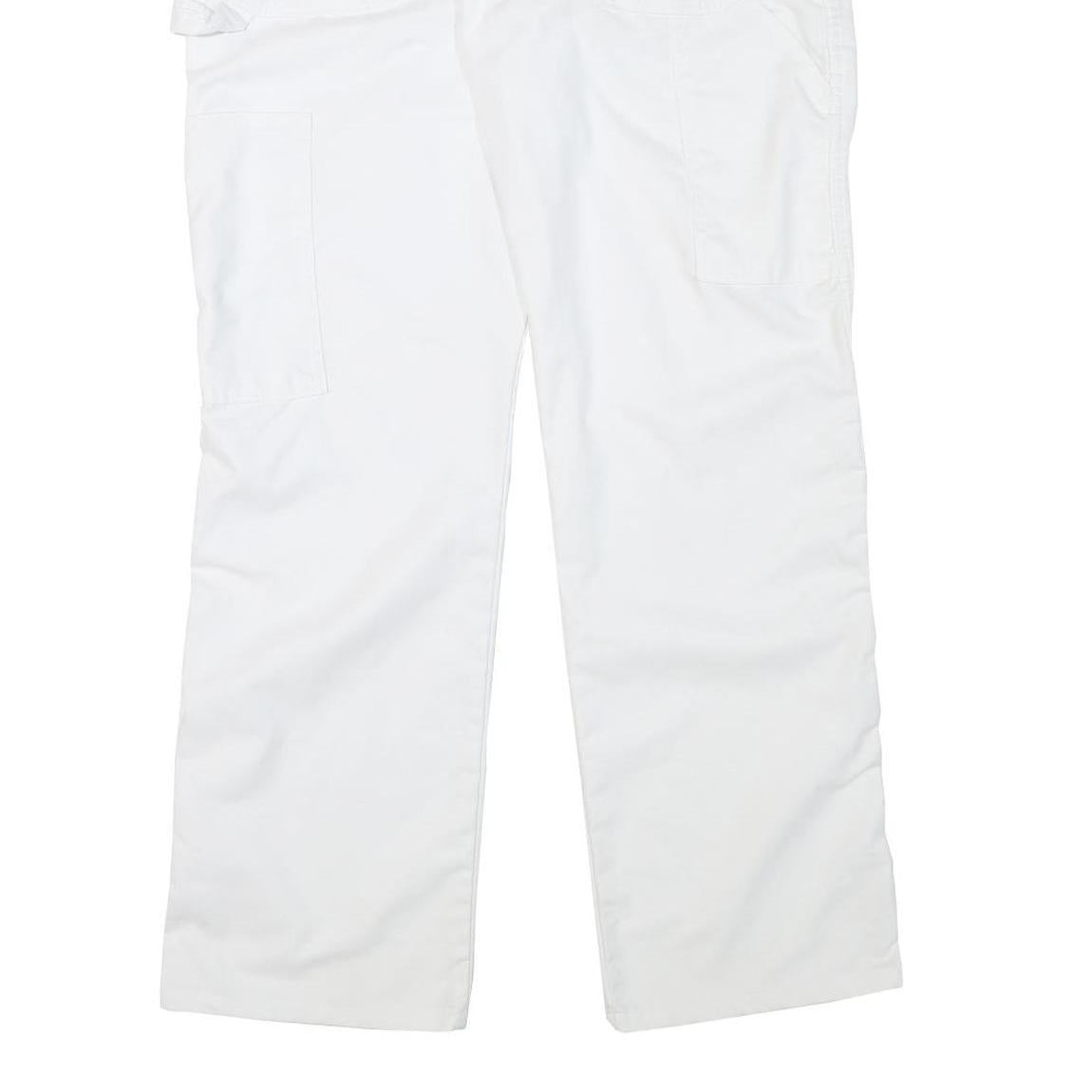 DICKIES Mens White Regular Fit Straight Leg Trousers W34 L31 Cotton Blend