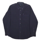 TOMMY HILFIGER Mens Blue & Purple Check Shirt L Button-Down Collar Long Sleeve