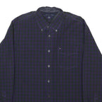 TOMMY HILFIGER Mens Blue & Purple Check Shirt L Button-Down Collar Long Sleeve