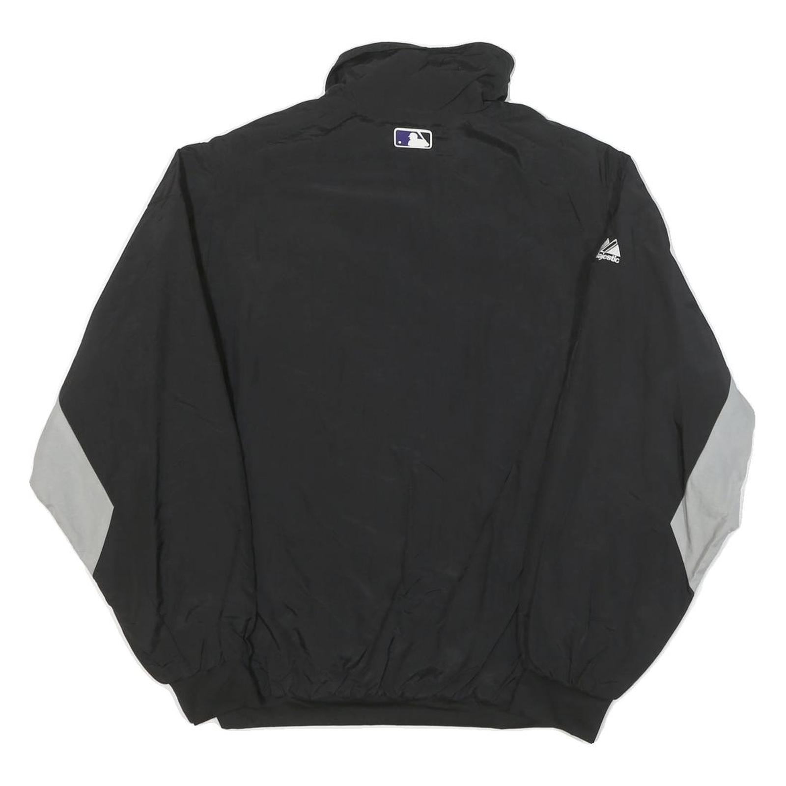 MAJESTIC Womens Black & Grey Rockies Zip Jacket L Polyester Blend Athletic