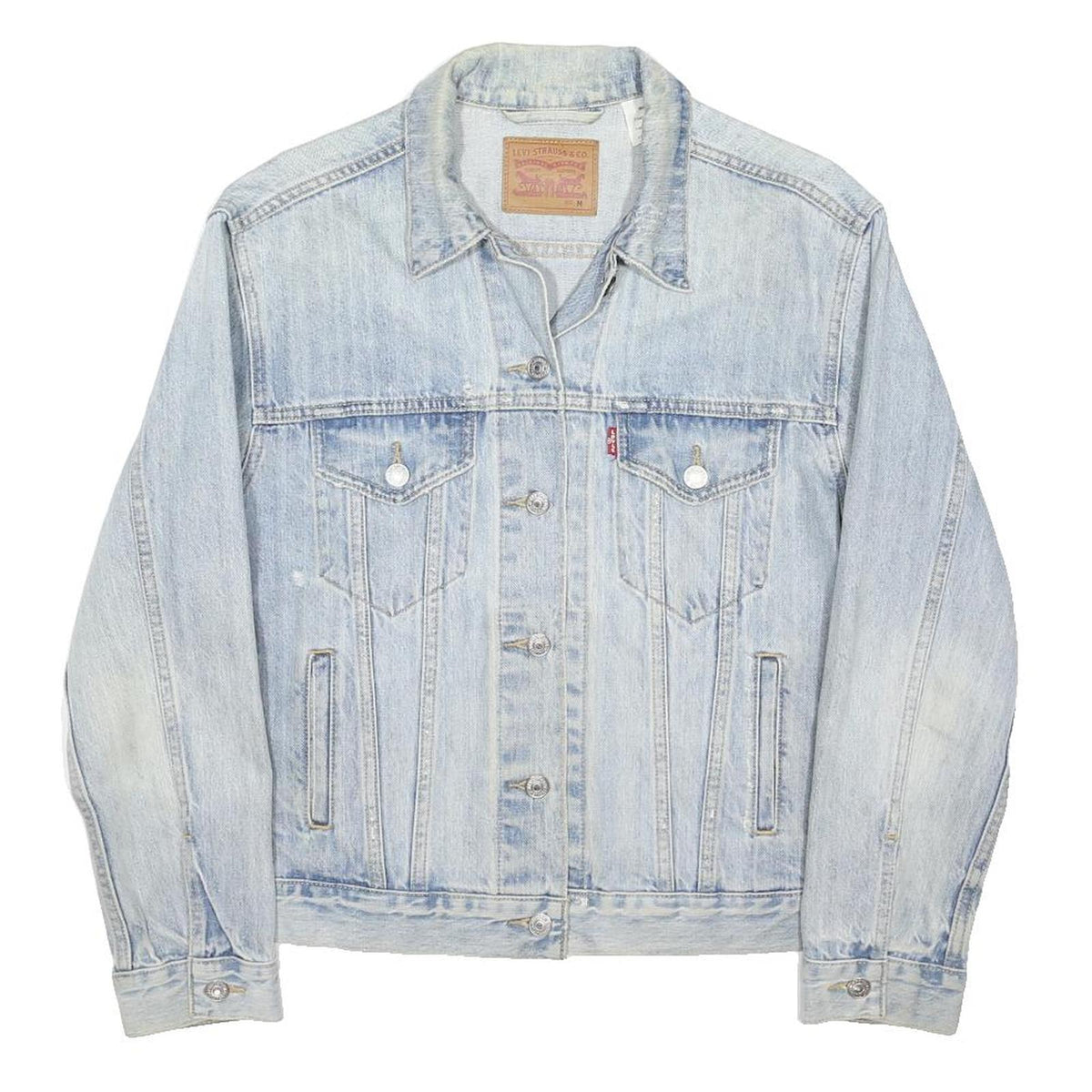 LEVI'S Womens Blue Denim Jacket M Cotton Blend Button Casual Outerwear