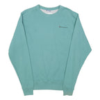 CHAMPION Mens Green Crew Neck S Cotton Blend Pullover Sweatshirt S Logo