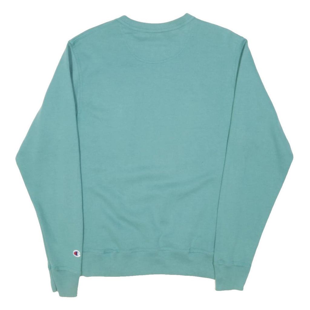 CHAMPION Mens Green Crew Neck S Cotton Blend Pullover Sweatshirt S Logo