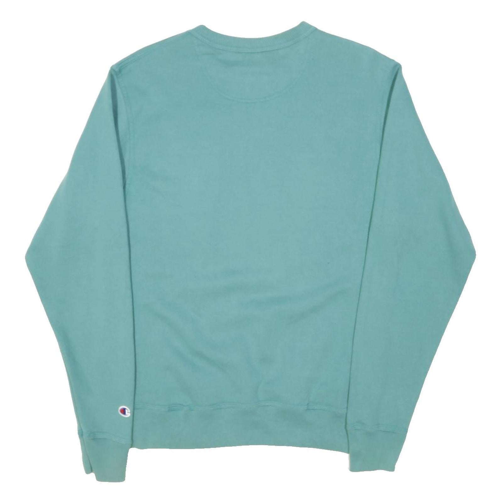 CHAMPION Mens Green Crew Neck S Cotton Blend Pullover Sweatshirt S Logo