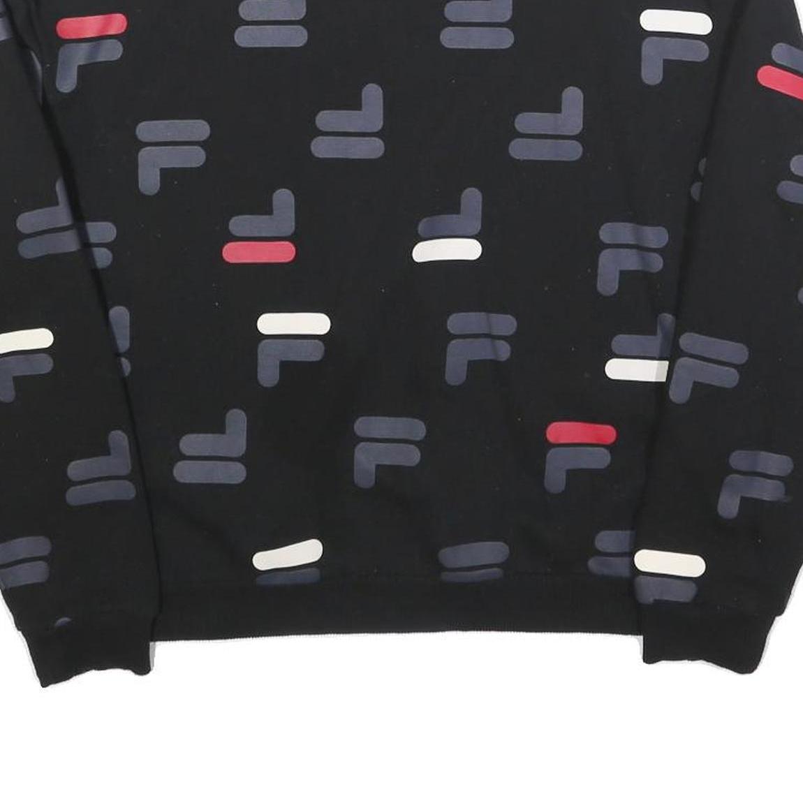 FILA Womens Black Crew Neck M Cotton Blend Sweatshirt All Over Logo Print