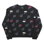 FILA Womens Black Crew Neck M Cotton Blend Sweatshirt All Over Logo Print
