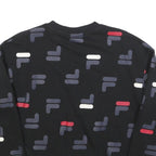 FILA Womens Black Crew Neck M Cotton Blend Sweatshirt All Over Logo Print