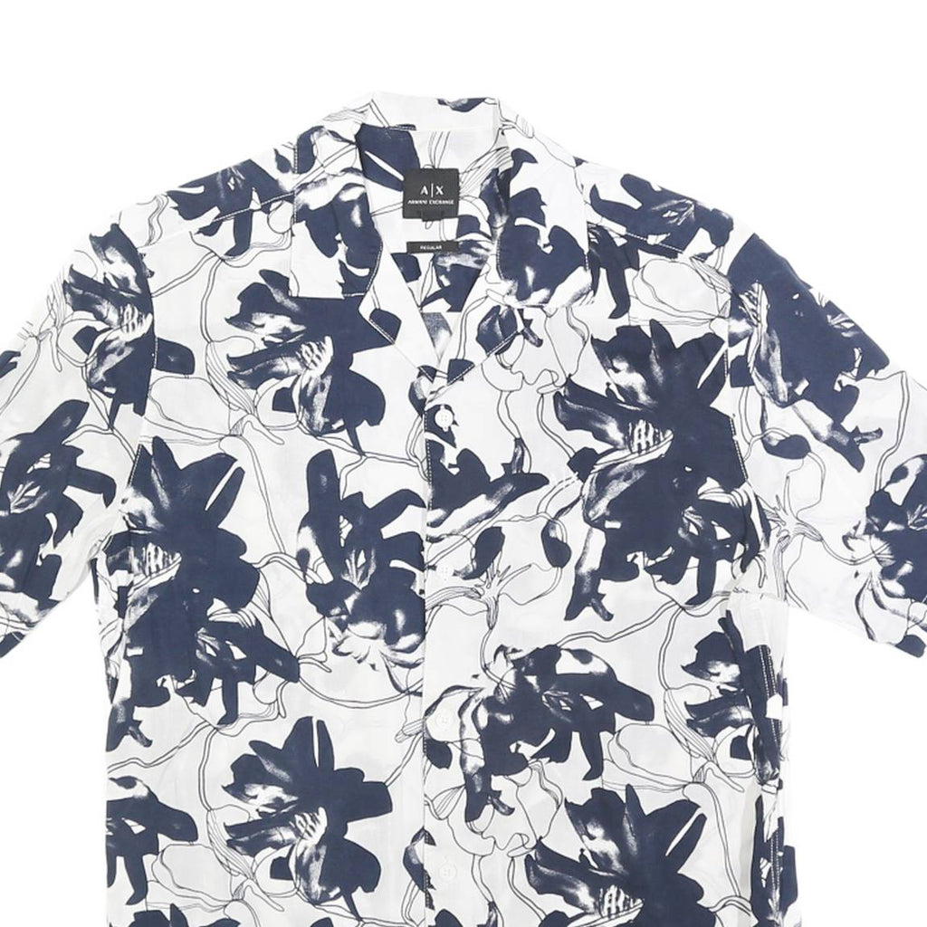 ARMANI EXCHANGE Mens White & Navy Floral Print Shirt XS Cotton Blend Summer