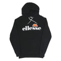 ELLESSE Womens Black Hoodie UK 10 Cotton Blend Pullover Hooded Sweatshirt