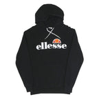 ELLESSE Womens Black Hoodie UK 10 Cotton Blend Pullover Hooded Sweatshirt