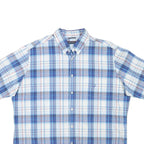 NAUTICA Mens Blue & White Check Short Sleeve Shirt 2XL Cotton Blend Casual