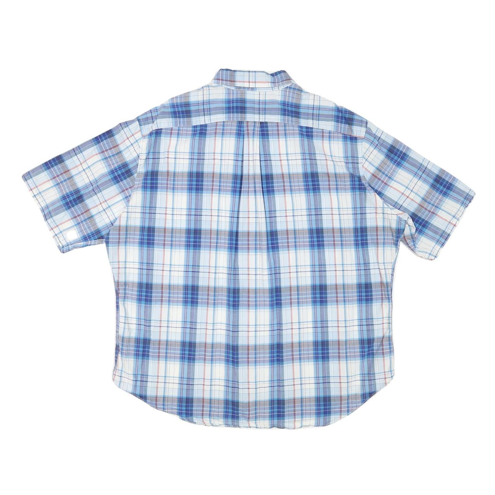 NAUTICA Mens Blue & White Check Short Sleeve Shirt 2XL Cotton Blend Casual