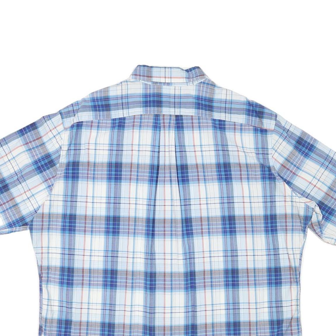 NAUTICA Mens Blue & White Check Short Sleeve Shirt 2XL Cotton Blend Casual