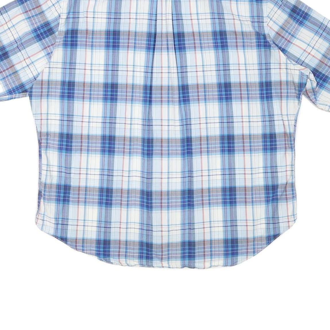 NAUTICA Mens Blue & White Check Short Sleeve Shirt 2XL Cotton Blend Casual