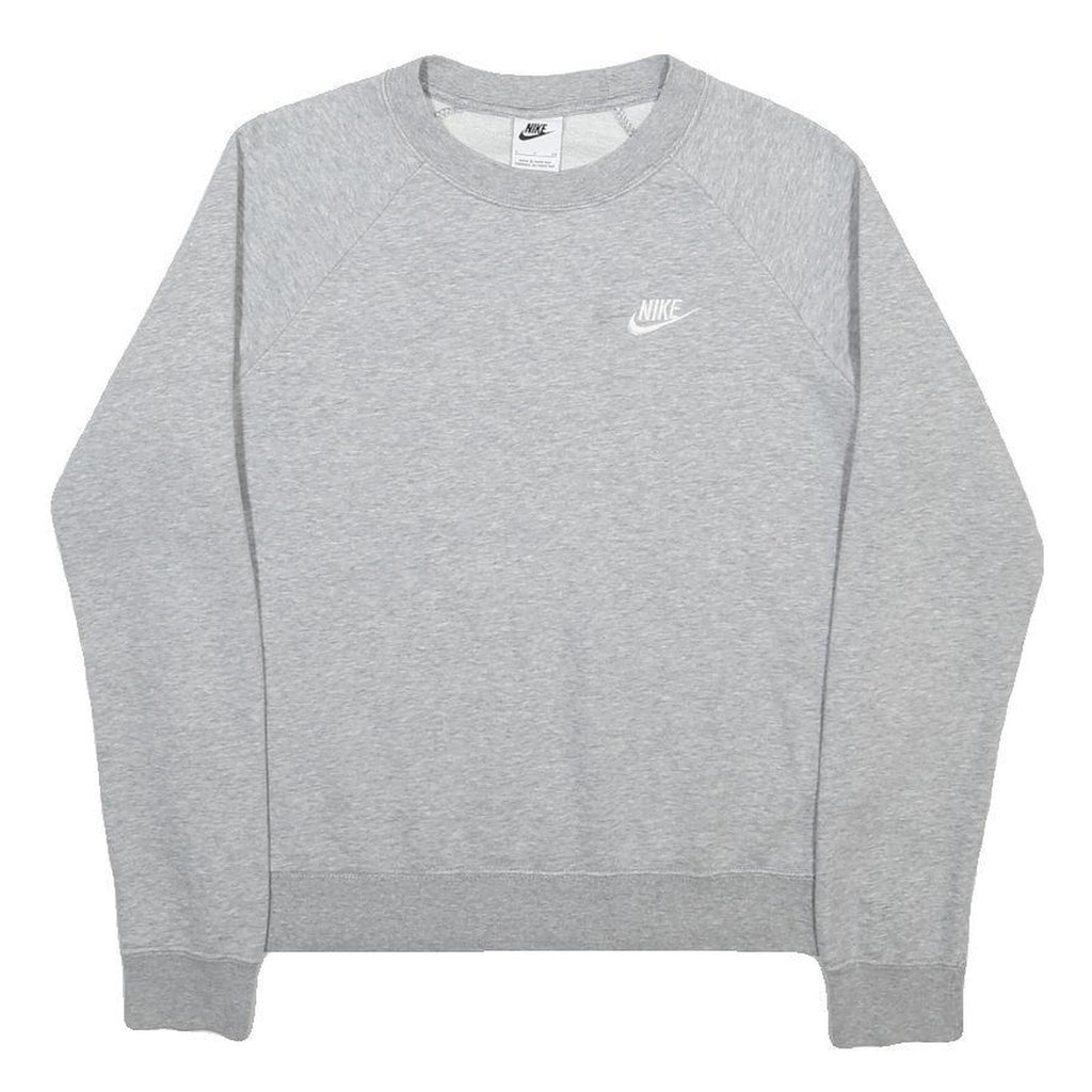 NIKE Womens Grey Crew Neck Sweatshirt S Lightweight Cotton Blend Casual Pullover