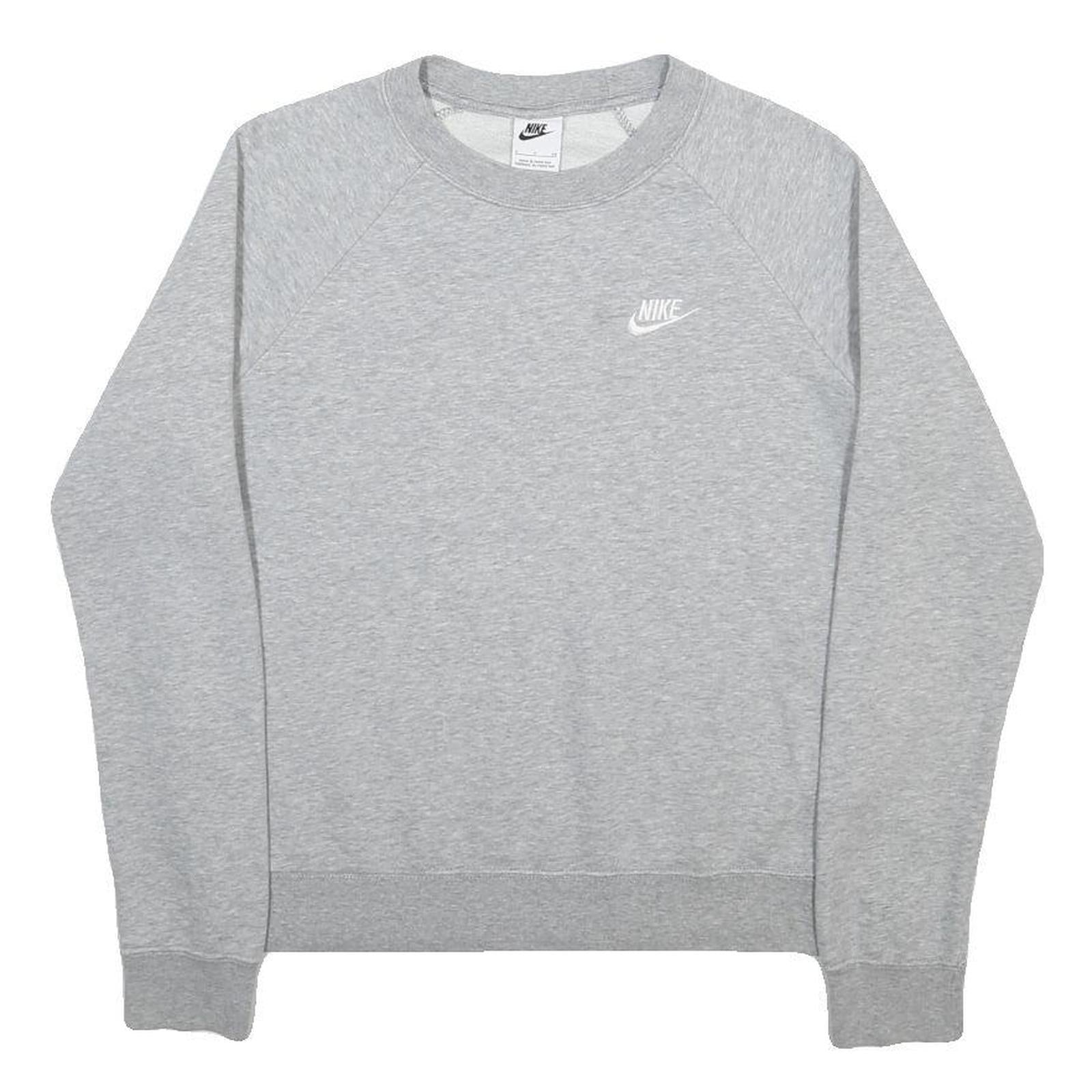 NIKE Womens Grey Crew Neck Sweatshirt S Lightweight Cotton Blend Casual Pullover