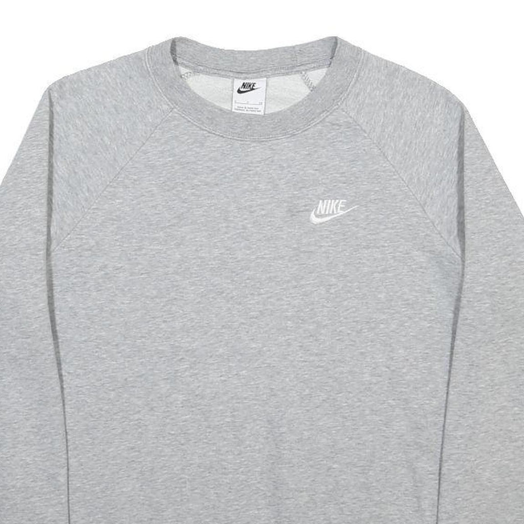 NIKE Womens Grey Crew Neck Sweatshirt S Lightweight Cotton Blend Casual Pullover