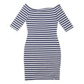 SUPERDRY Womens Navy Blue & White Stripe Bodycon Cotton Blend Dress Midi M