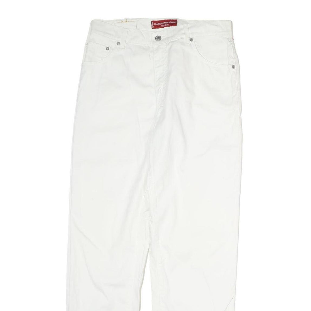 LEVI'S Womens Cotton White Regular Straight Trousers W30 L31 Classic Zip Pocket