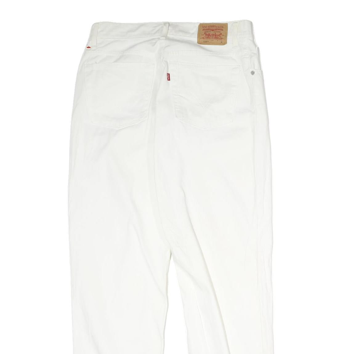 LEVI'S Womens Cotton White Regular Straight Trousers W30 L31 Classic Zip Pocket