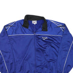 REEBOK Mens Blue & Black Track Jacket L Polyester Plain Zip Athletic Sport