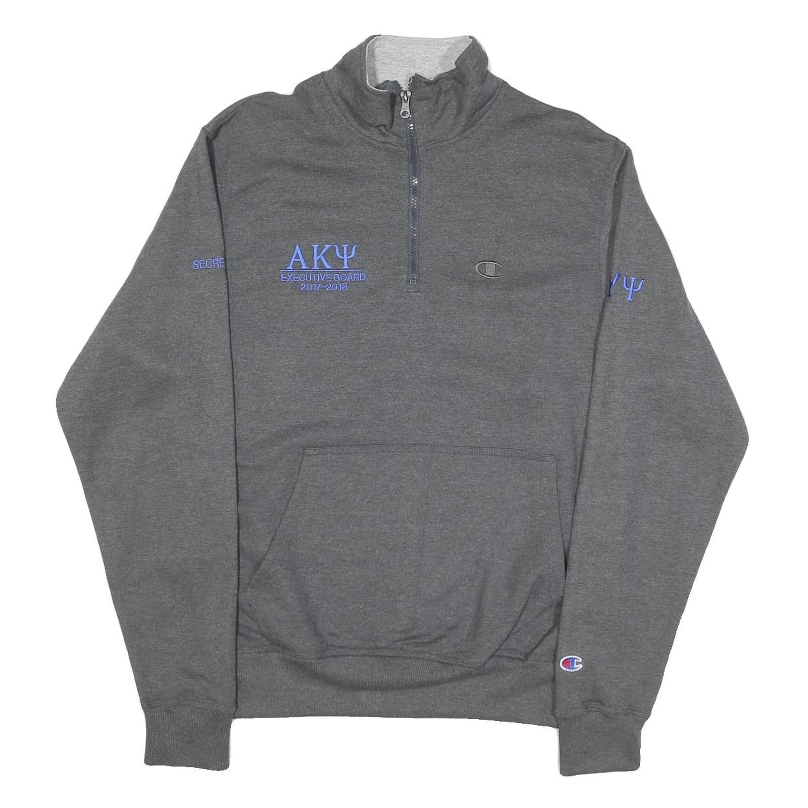 CHAMPION Mens Grey 1/4 Zip S Cotton Blend Sweatshirt Executive Board