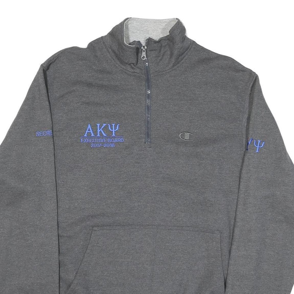 CHAMPION Mens Grey 1/4 Zip S Cotton Blend Sweatshirt Executive Board