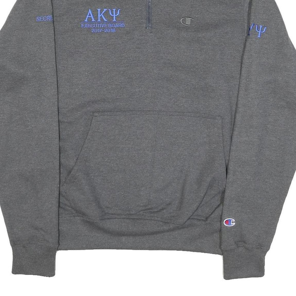 CHAMPION Mens Grey 1/4 Zip S Cotton Blend Sweatshirt Executive Board