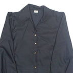 Womens Cropped Blouse Black Collared Long Sleeve M