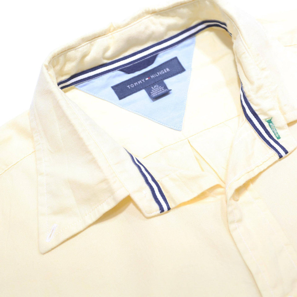 TOMMY HILFIGER Mens Cream Shirts L Button Down Long Sleeve Classic Cotton Shirt