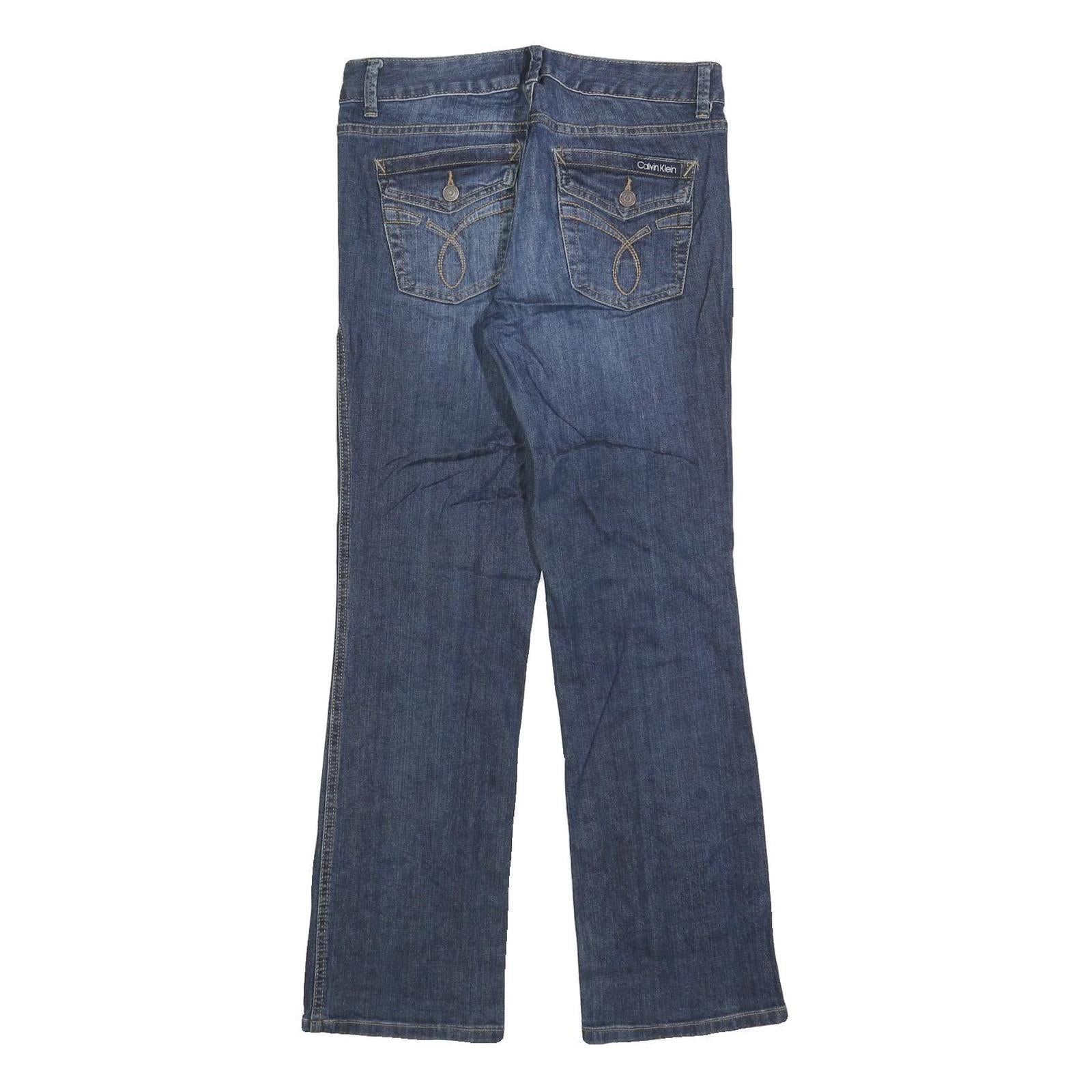 CALVIN KLEIN JEANS Womens Regular Blue Denim Jeans W30 L30 Classic Zip Pockets