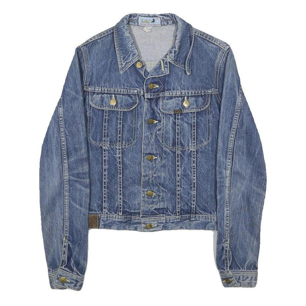 LOIS Womens Blue Cotton Denim Jacket S Button Closure Classic Fit Vintage Style