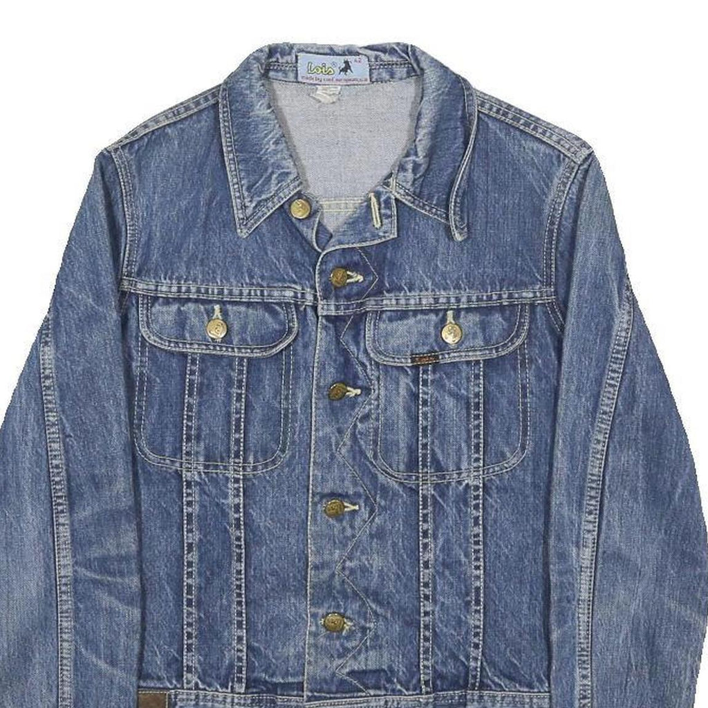 LOIS Womens Blue Cotton Denim Jacket S Button Closure Classic Fit Vintage Style
