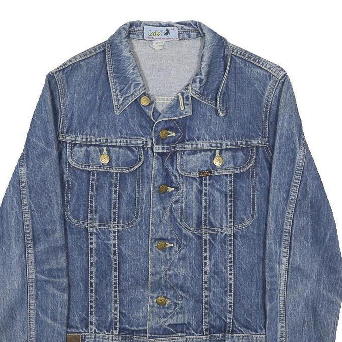 LOIS Womens Blue Cotton Denim Jacket S Button Closure Classic Fit Vintage Style