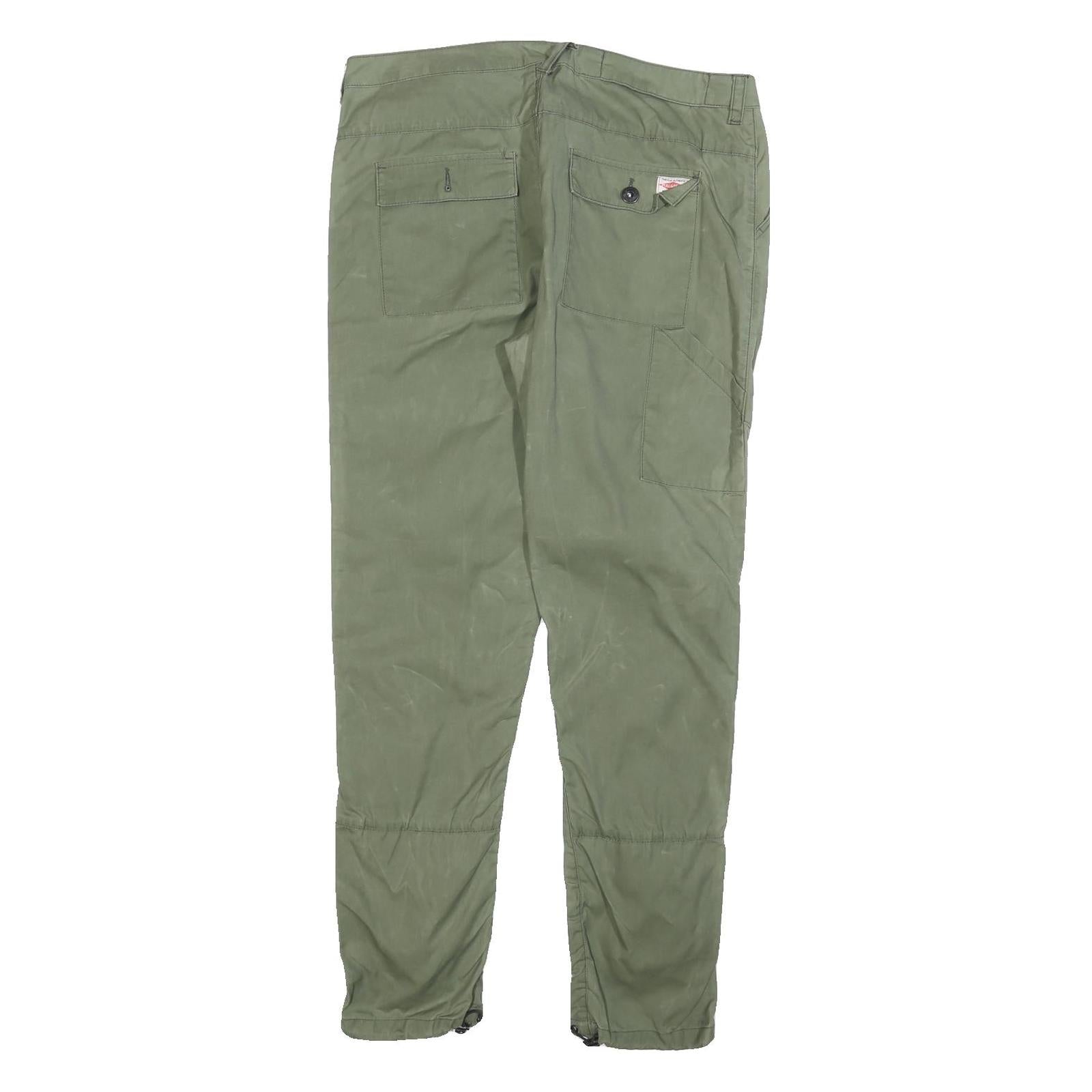 PULL & BEAR Mens Polyester Blend Green Slim Slim Leg Trousers W34 L30 Casual