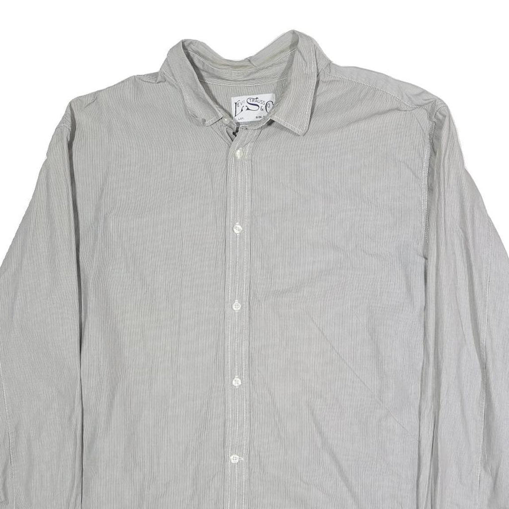 LEVI'S Mens Grey & White Cotton Blend Casual Shirt 2XL Long Sleeve Button