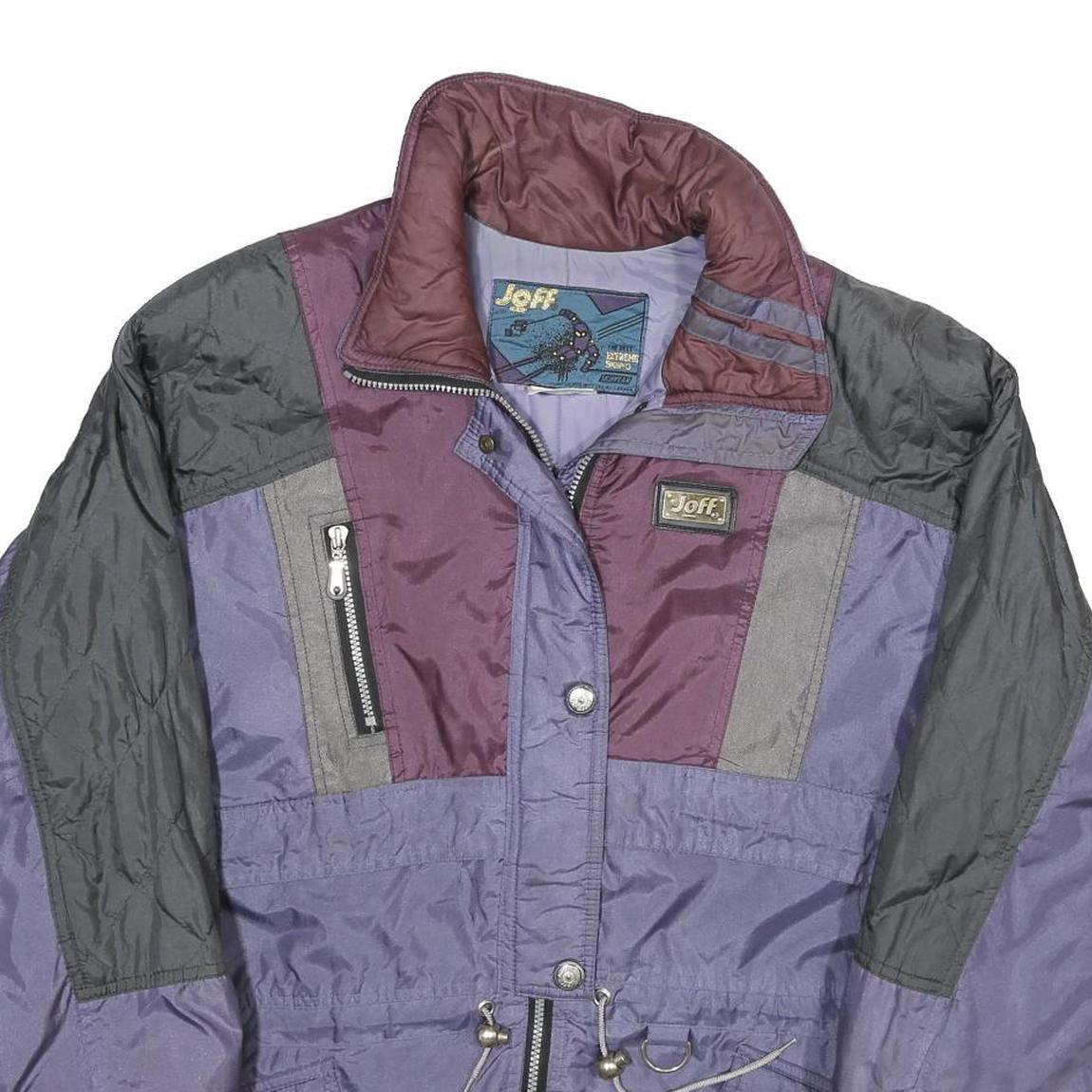 JOFF Womens Purple Black Nylon Zip Jacket UK 14 Colourblock Outdoor Puffa