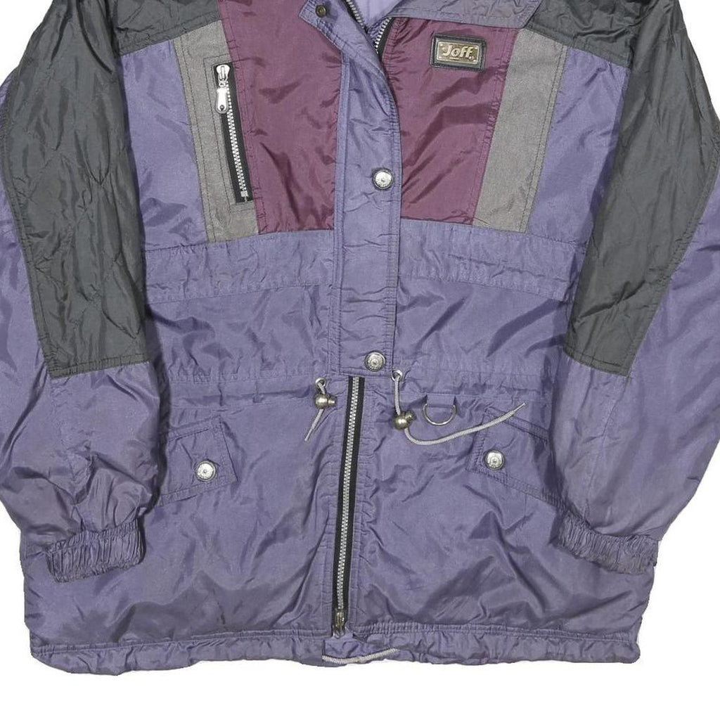 JOFF Womens Purple Black Nylon Zip Jacket UK 14 Colourblock Outdoor Puffa