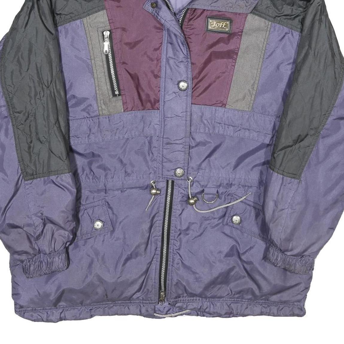 JOFF Womens Purple Black Nylon Zip Jacket UK 14 Colourblock Outdoor Puffa