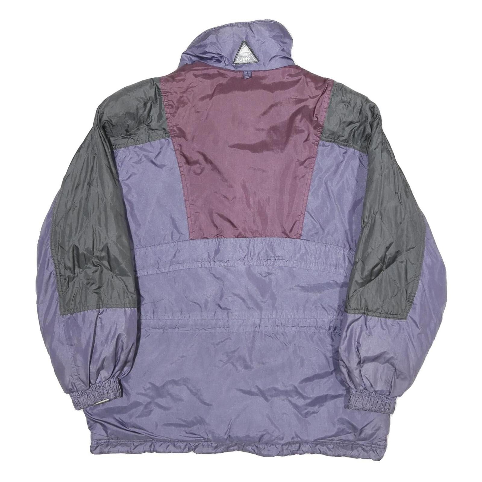 JOFF Womens Purple Black Nylon Zip Jacket UK 14 Colourblock Outdoor Puffa