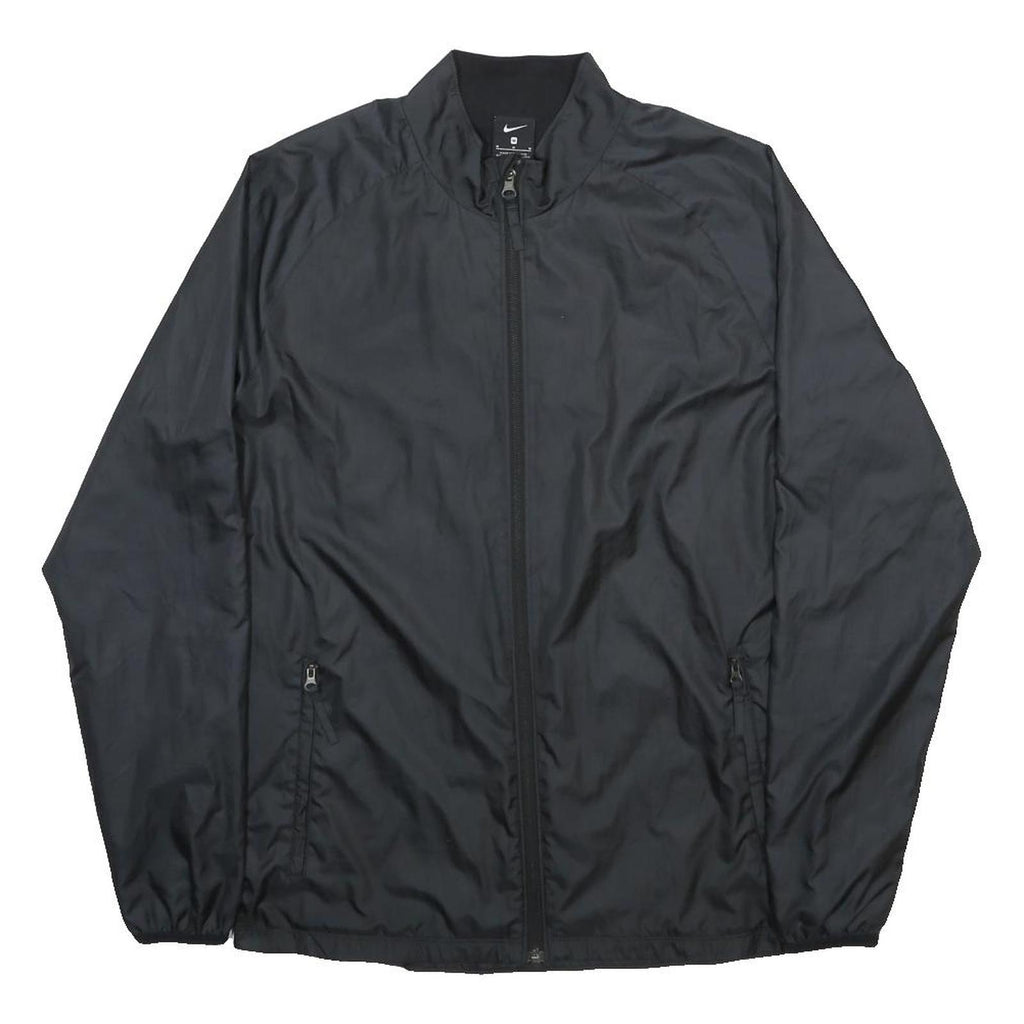 NIKE Mens Black Jacket M Polyester Plain Zip Lightweight Sportswear