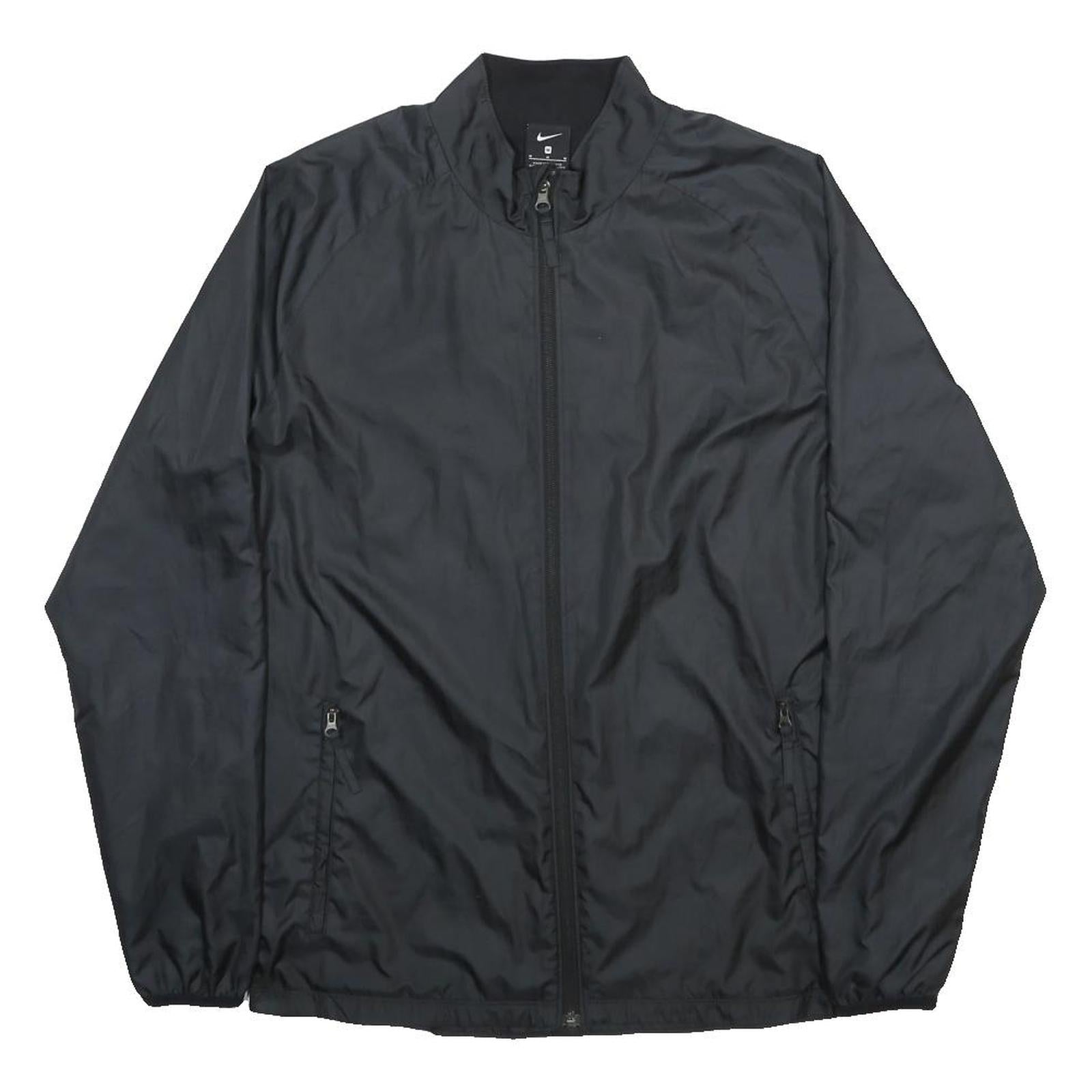 NIKE Mens Black Jacket M Polyester Plain Zip Lightweight Sportswear