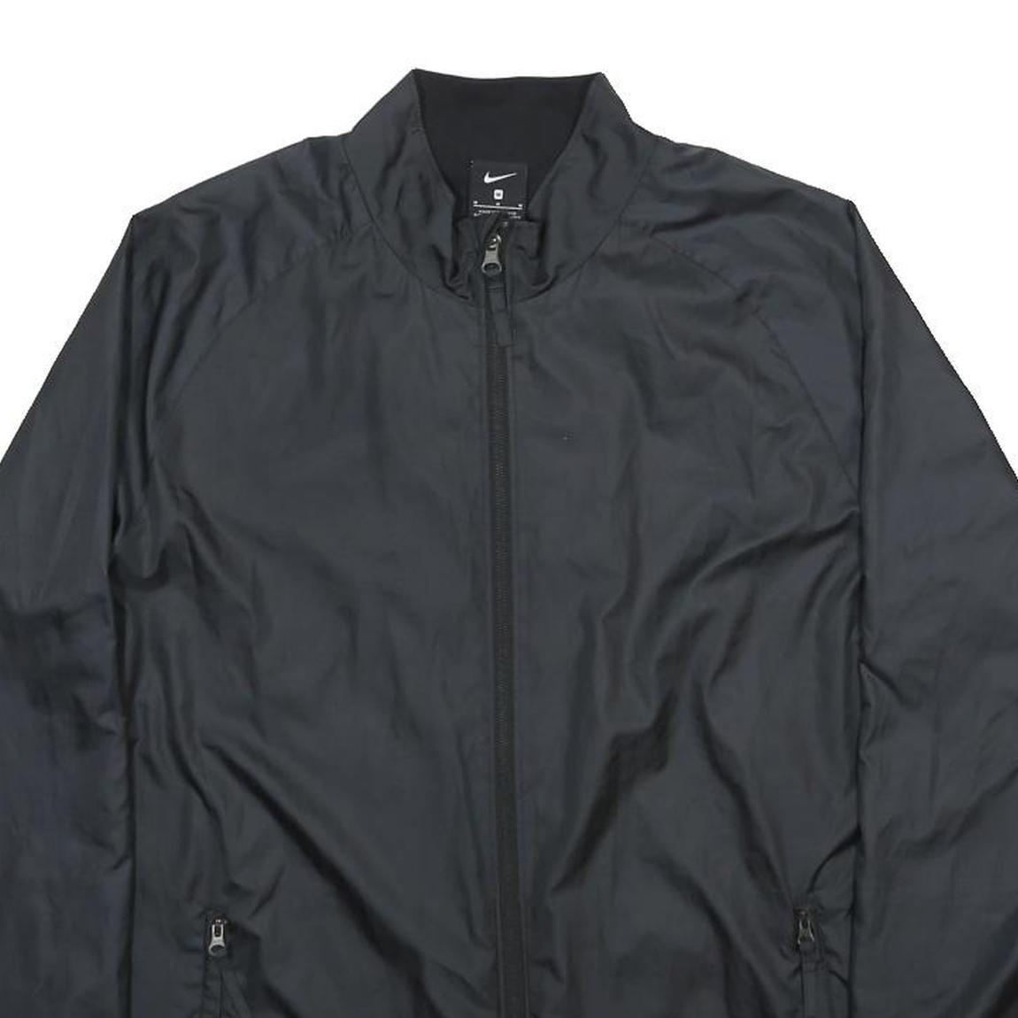 NIKE Mens Black Jacket M Polyester Plain Zip Lightweight Sportswear