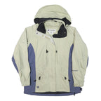 COLUMBIA Womens Beige & Blue Waterproof Zip Jacket M Polyester Blend Outdoor